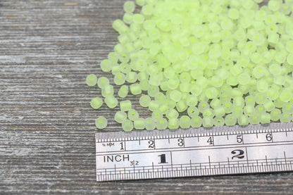 GLOW Matte Glass Beads, 4mm 6/0 Glass Beads, Glow in Dark Frosted Neon Yellow Seed Beads, Rocailles Beads, Beading Supplies #2313