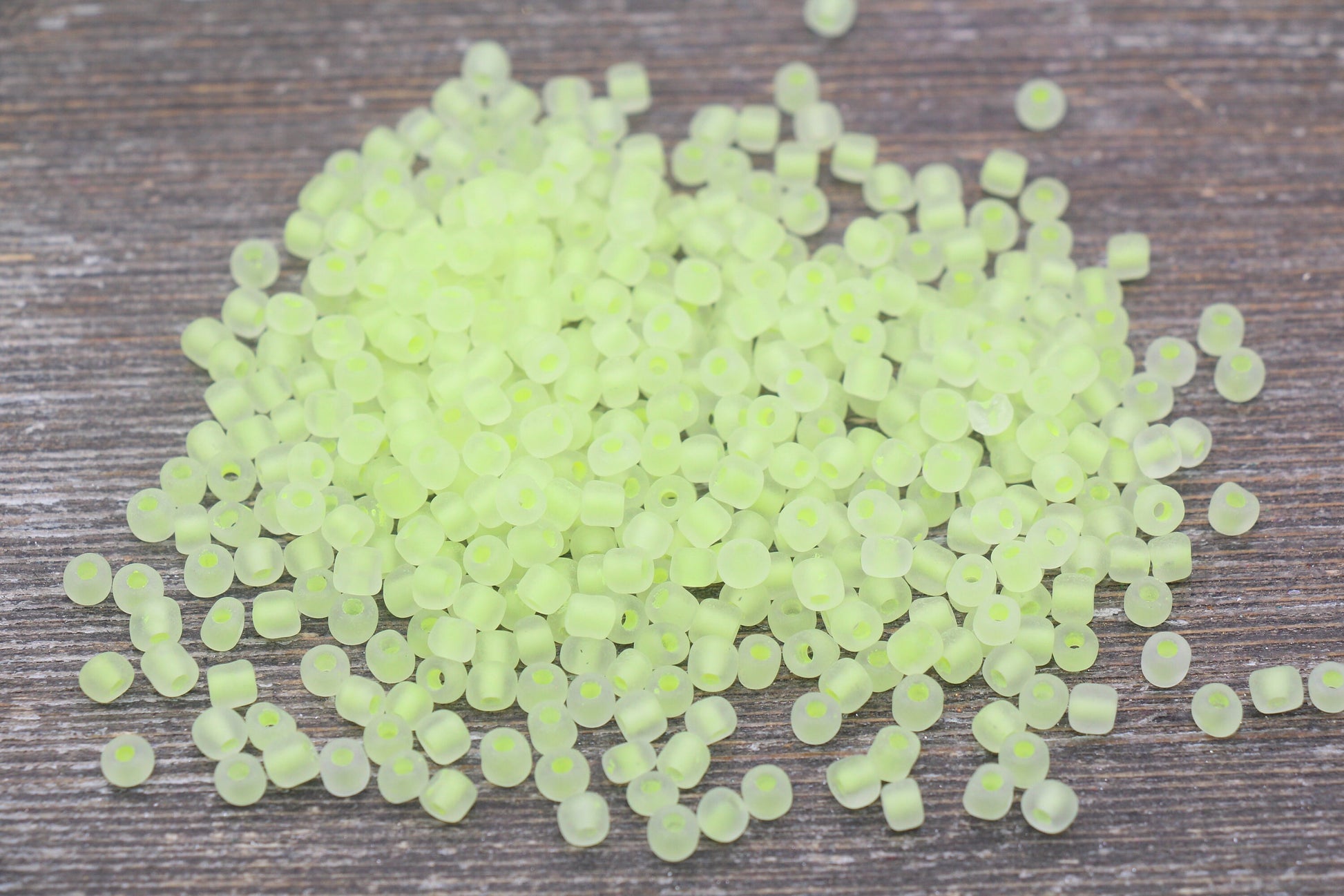 GLOW Matte Glass Beads, 4mm 6/0 Glass Beads, Glow in Dark Frosted Neon Yellow Seed Beads, Rocailles Beads, Beading Supplies #2313