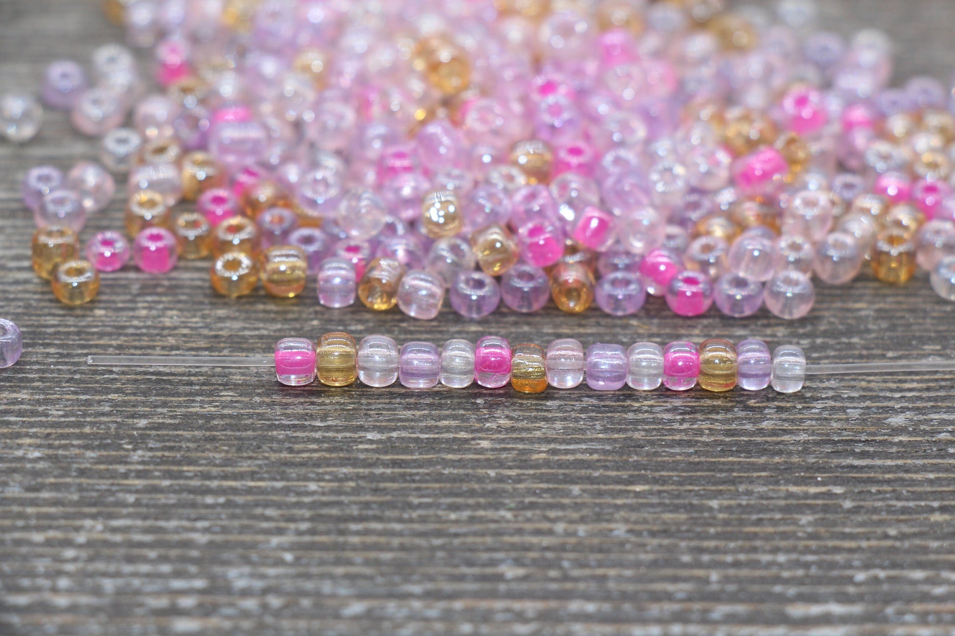 Transparent AB Glass Seed Beads, 4mm 6/0 Glass Beads, Peach, Pink, and White Iridescent Seed Beads, Rocailles Beads, Beading Supply #2320