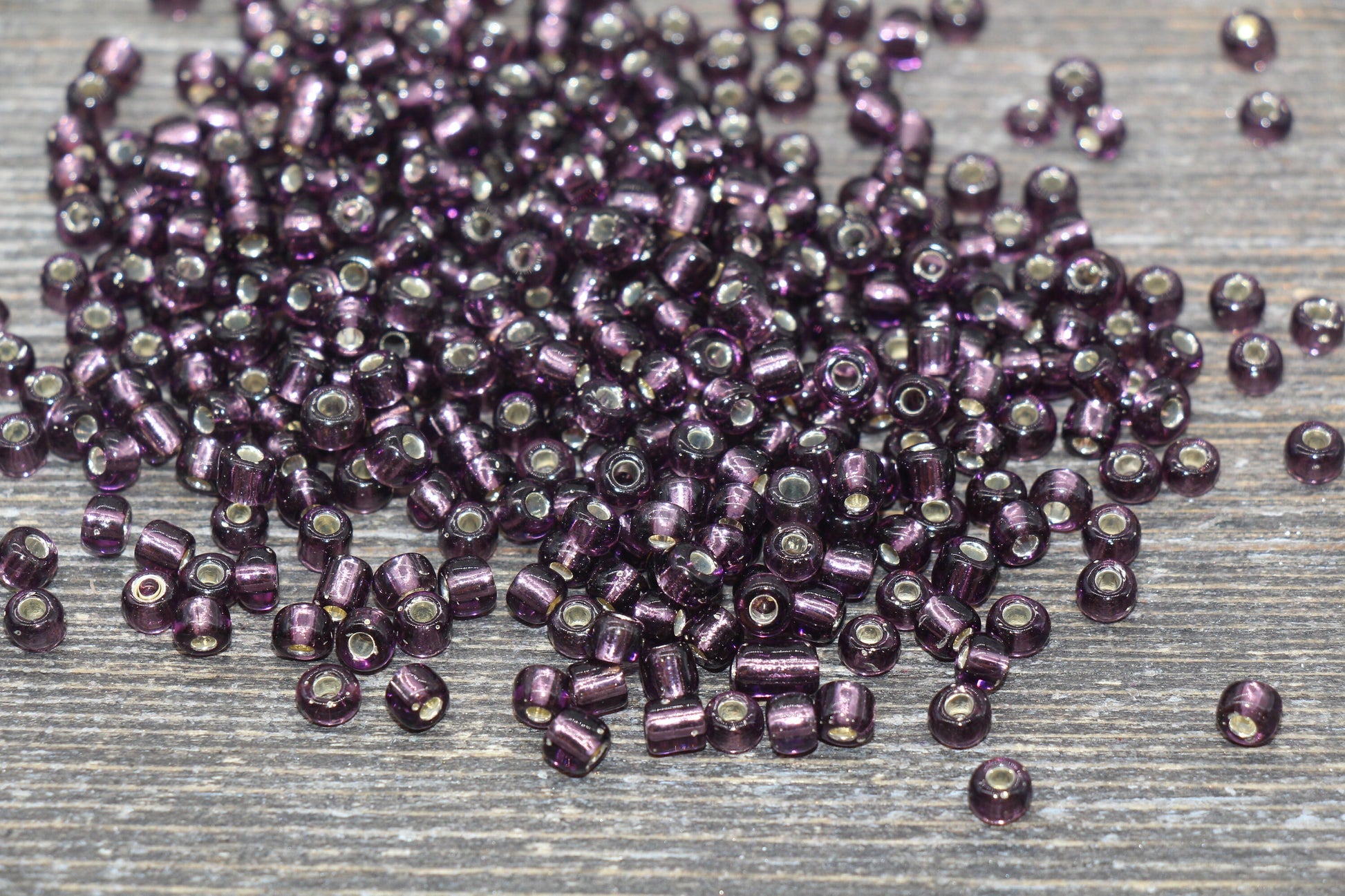 Transparent Glass Beads with Silver Lined, 4mm 6/0 Glass Round Beads, Purple Trans Seed Beads, Rocailles Beads, Beading Supplies #2330