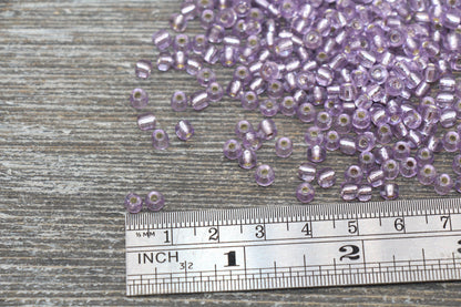 Transparent Glass Beads with Silver Lined, 4mm 6/0 Glass Round Beads, Lilac Trans Seed Beads, Rocailles Beads, Beading Supplies #2331