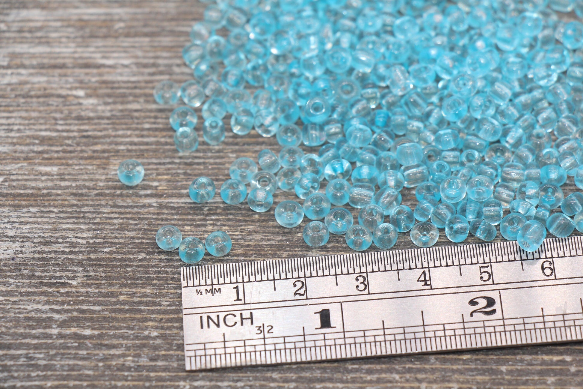 Transparent Glass Seed Beads, 4mm 6/0 Glass Round Seed Beads, Blue Trans Seed Beads, Rocailles Beads, Beading Supplies #2333