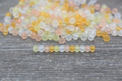 Matte Translucent Glass Beads, 4mm 6/0 Glass Round Beads, Frosted Multicolor Seed Beads, Rocailles Beads, Beading Supplies #2286