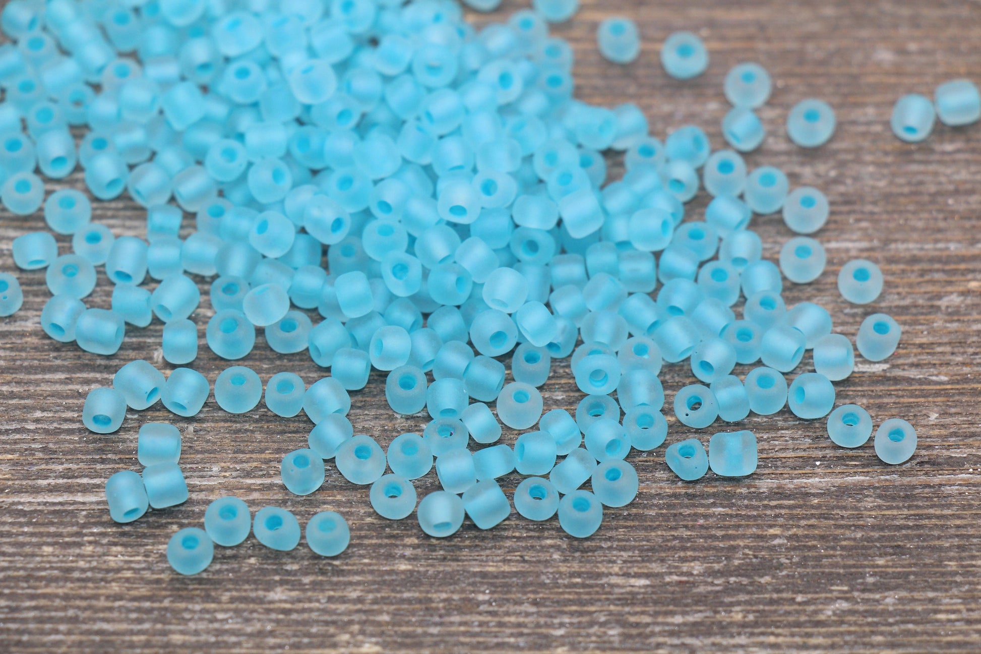 GLOW Matte Glass Beads, 4mm 6/0 Glass Beads, Glow in Dark Frosted Blue Seed Beads, Rocailles Beads, Beading Supplies #2299