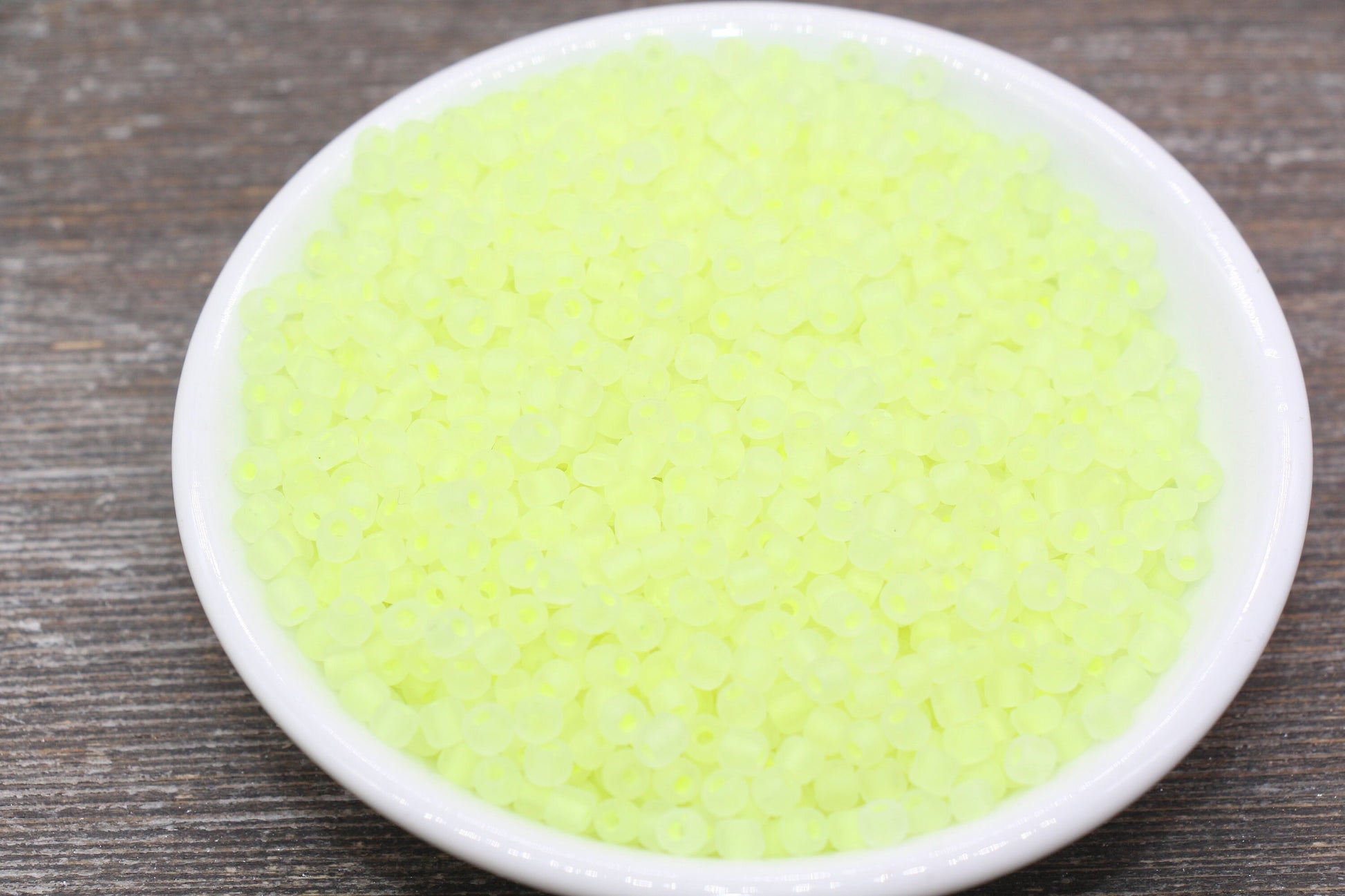 GLOW Matte Glass Beads, 4mm 6/0 Glass Beads, Glow in Dark Frosted Neon Yellow Seed Beads, Rocailles Beads, Beading Supplies #2313