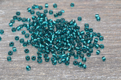 Transparent Glass Beads with Silver Lined, 4mm 6/0 Glass Round Beads, Teal Trans Seed Beads, Rocailles Beads, Beading Supplies #1132