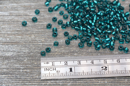 Transparent Glass Beads with Silver Lined, 4mm 6/0 Glass Round Beads, Teal Trans Seed Beads, Rocailles Beads, Beading Supplies #1132
