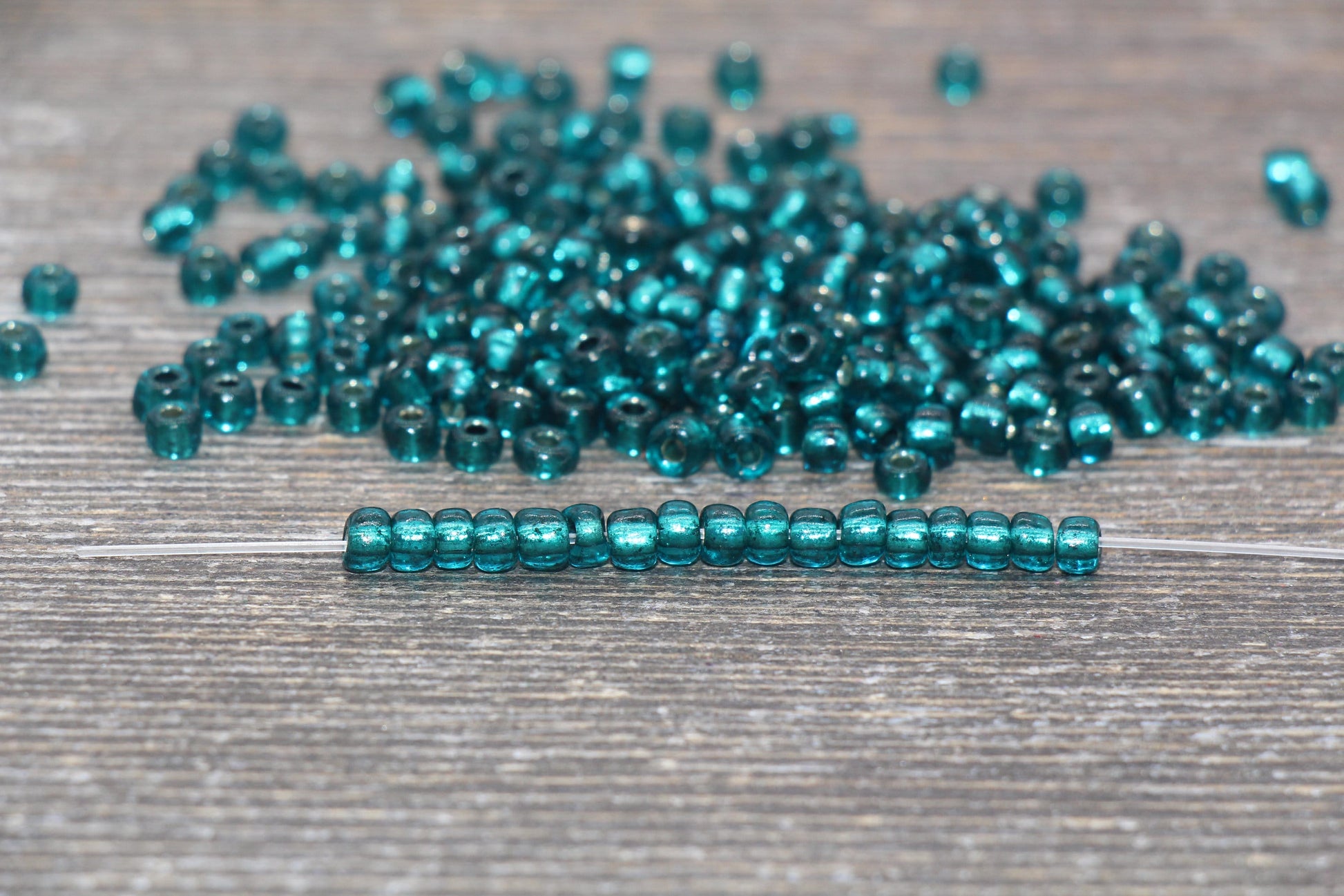 Transparent Glass Beads with Silver Lined, 4mm 6/0 Glass Round Beads, Teal Trans Seed Beads, Rocailles Beads, Beading Supplies #1132