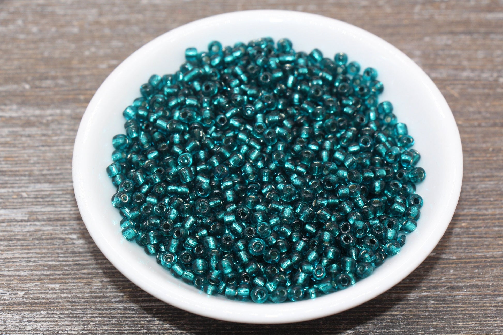 Transparent Glass Beads with Silver Lined, 4mm 6/0 Glass Round Beads, Teal Trans Seed Beads, Rocailles Beads, Beading Supplies #1132