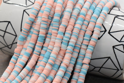 6mm Multicolored Polymer Clay Disc Beads, Mixed Color Heishi Beads, African Disc Beads, Vinyl Heishi, 16 inch Strand #91
