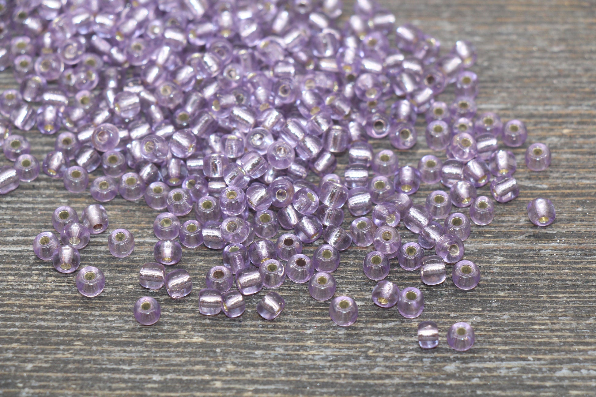 Transparent Glass Beads with Silver Lined, 4mm 6/0 Glass Round Beads, Lilac Trans Seed Beads, Rocailles Beads, Beading Supplies #2331