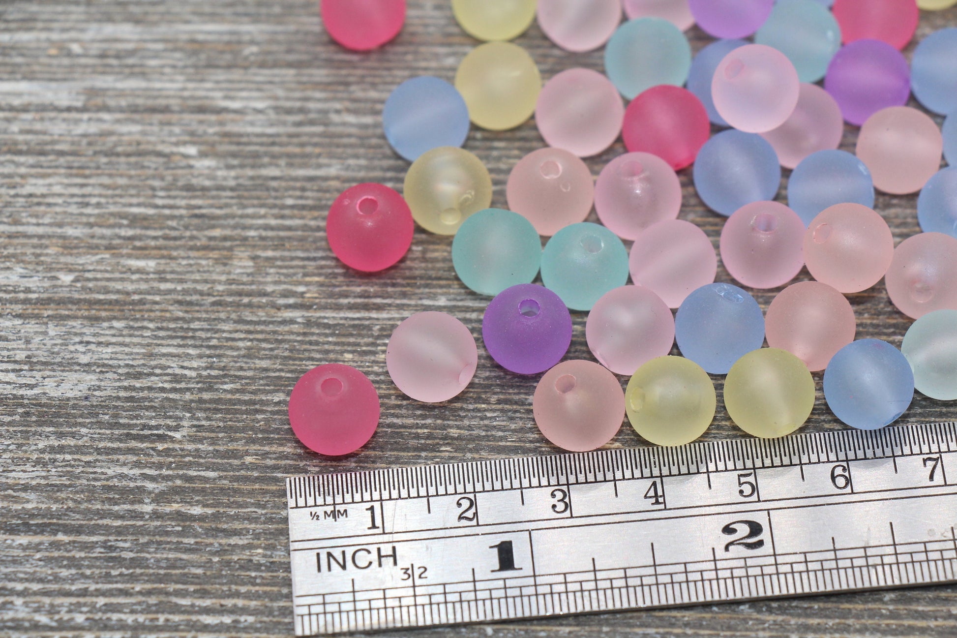 10mm Matte Translucent Multicolored Gumball Beads, Round Acrylic Loose Beads, Frosted Bubblegum Beads, Round Chunky Beads Beads #2343