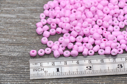 5mm Pink Glass Seed Beads, 3/0 Red Opaque Seed Beads, Rocailles Beads, Bead Bracelet, Beading Supplies #1037