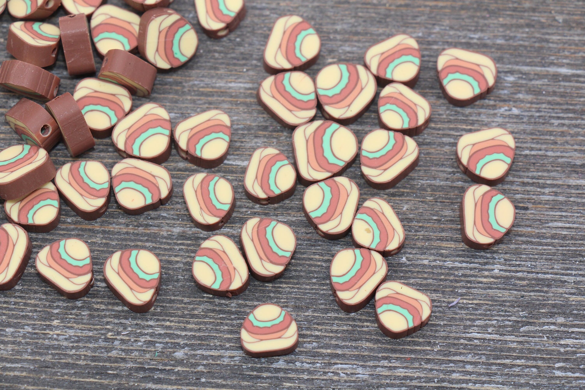 Hamburger Polymer Clay Beads, Kawaii Hamburger Beads, Fimo Cane Beads, Jewelry Beads, Beads for Bracelet #153