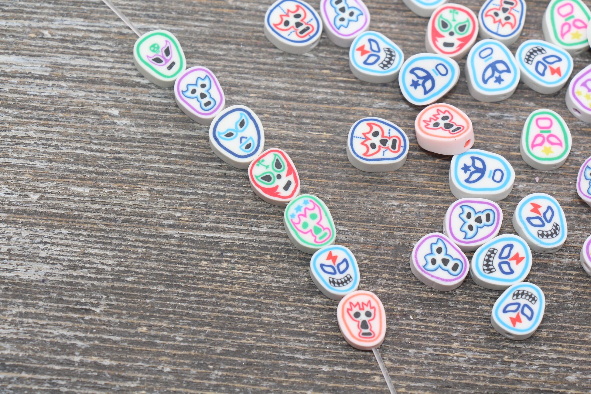 Halloween Ghost Mask Polymer Clay Beads, Halloween Clay Beads, Jewelry Beads, Bead for Bracelet #122
