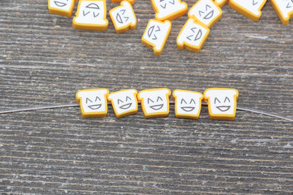 Happy Bread Polymer Clay Beads, Smiling Bread Cane Beads, Sliced Bread Clay Beads, Jewelry Beads, Beads for Bracelet #124