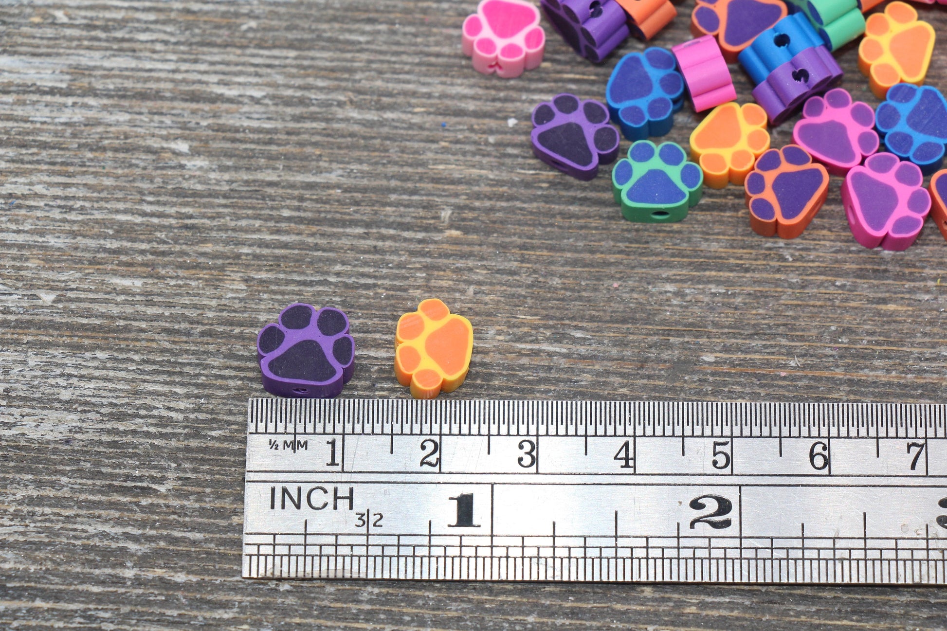 Paw Print Polymer Clay Beads, Dog Paw Beads, Paw Clay Beads, Dog Paw Print Clay Beads, Paw Animal Beads, Jewelry Beads #1