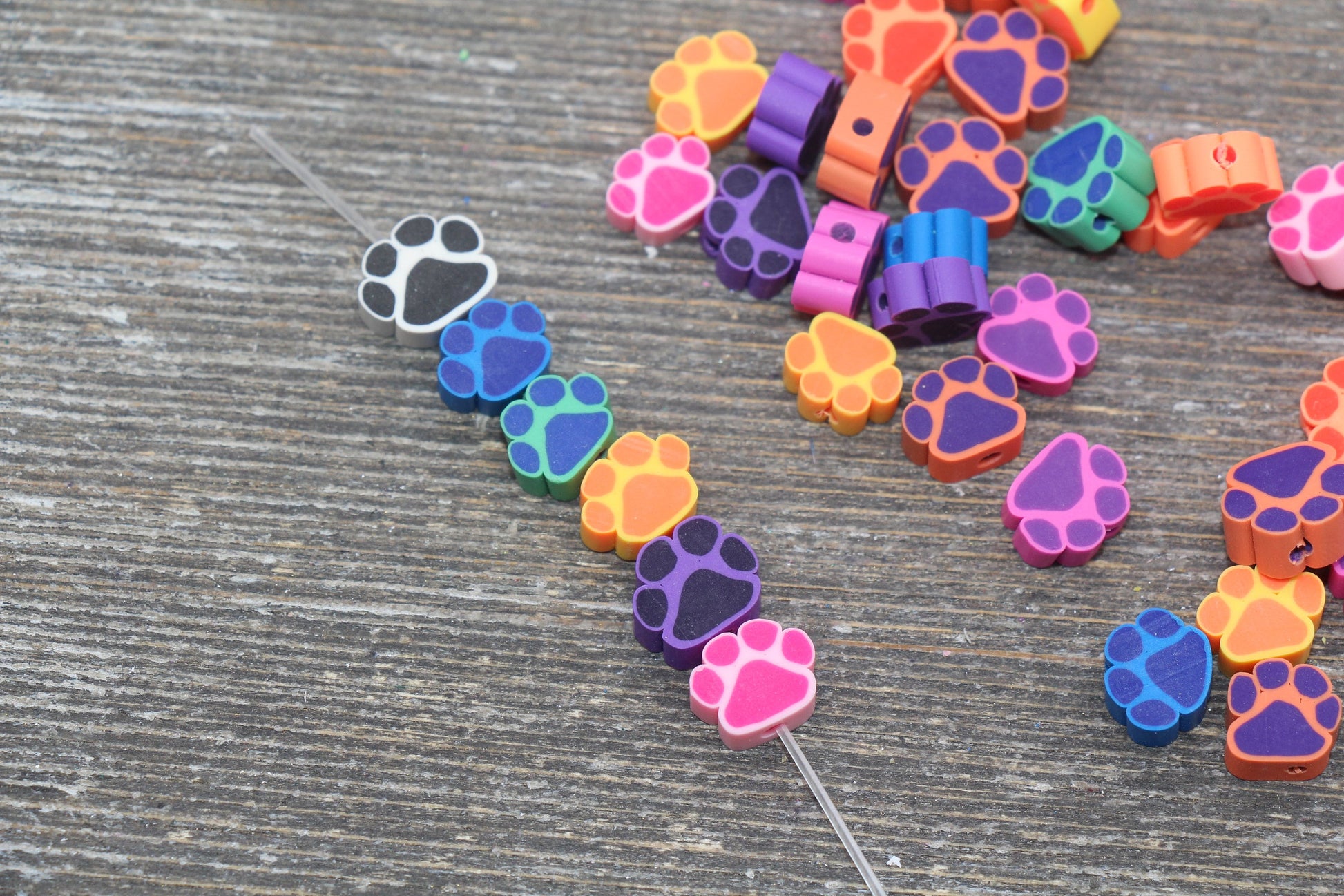 Paw Print Polymer Clay Beads, Dog Paw Beads, Paw Clay Beads, Dog Paw Print Clay Beads, Paw Animal Beads, Jewelry Beads #1