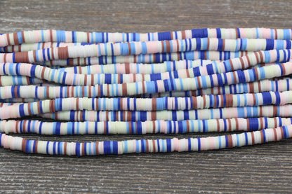 6mm Multicolored Polymer Clay Disc Beads, Mixed Color Heishi Beads, African Disc Beads, Vinyl Heishi, 16 inch Strand #56