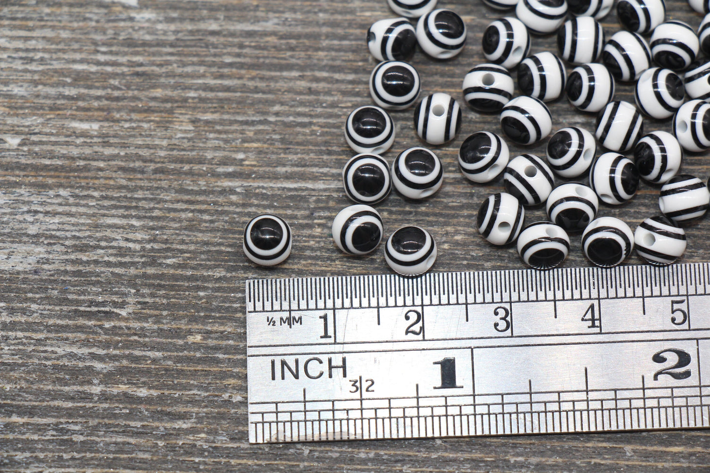 6mm Eyeball Beads, White and Black Evil Eyes, Chunky Round Evil Eye, Turkish Eye Beads, Greek Eye Beads, Acrylic Eyeball Beads #2398