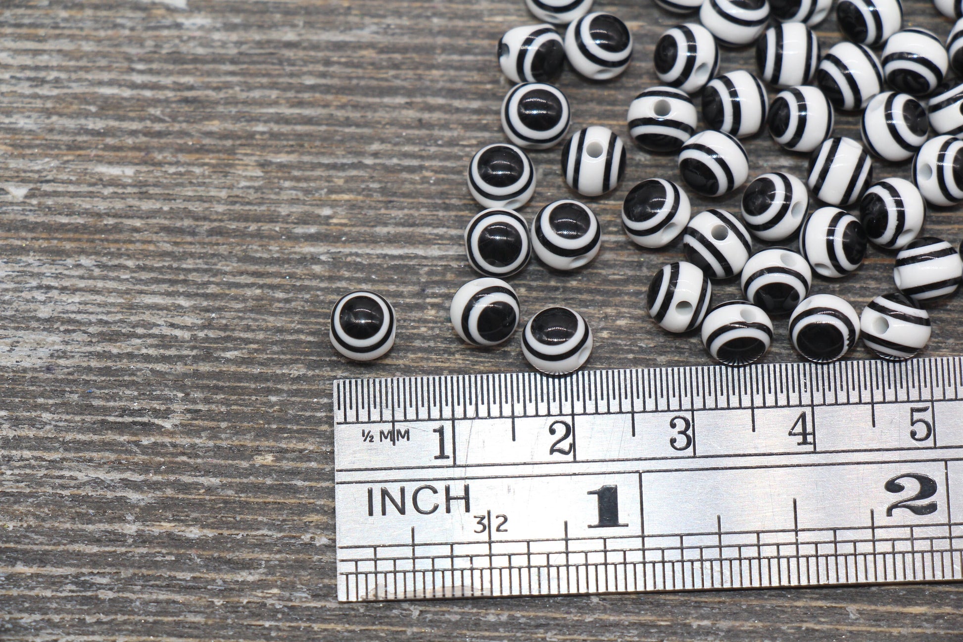 6mm Eyeball Beads, White and Black Evil Eyes, Chunky Round Evil Eye, Turkish Eye Beads, Greek Eye Beads, Acrylic Eyeball Beads #2398