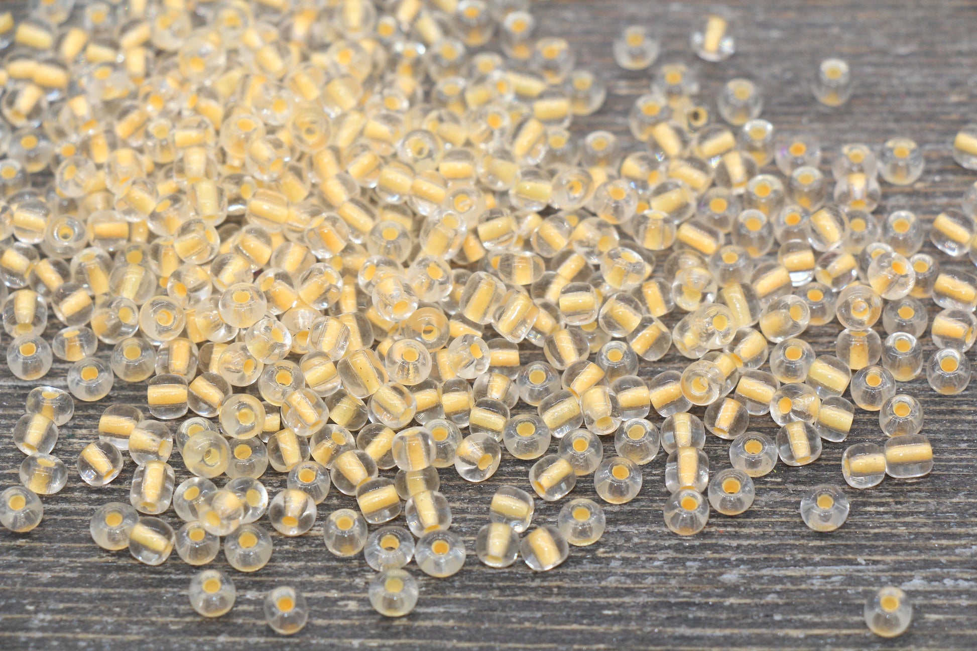 GLOW Glass Beads, 4mm 6/0 Glass Beads, Glow in Dark Transparent Beads with Orange Lining Beads, Rocailles Beads, Beading Supplies #960