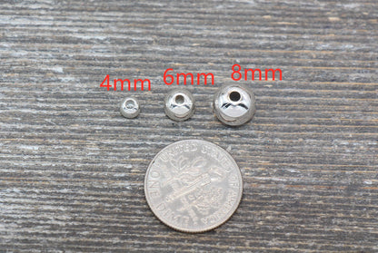 Silver Spacer Beads, Silver Round Beads, Round Silver Beads, Size 4mm 6mm Silver Beads