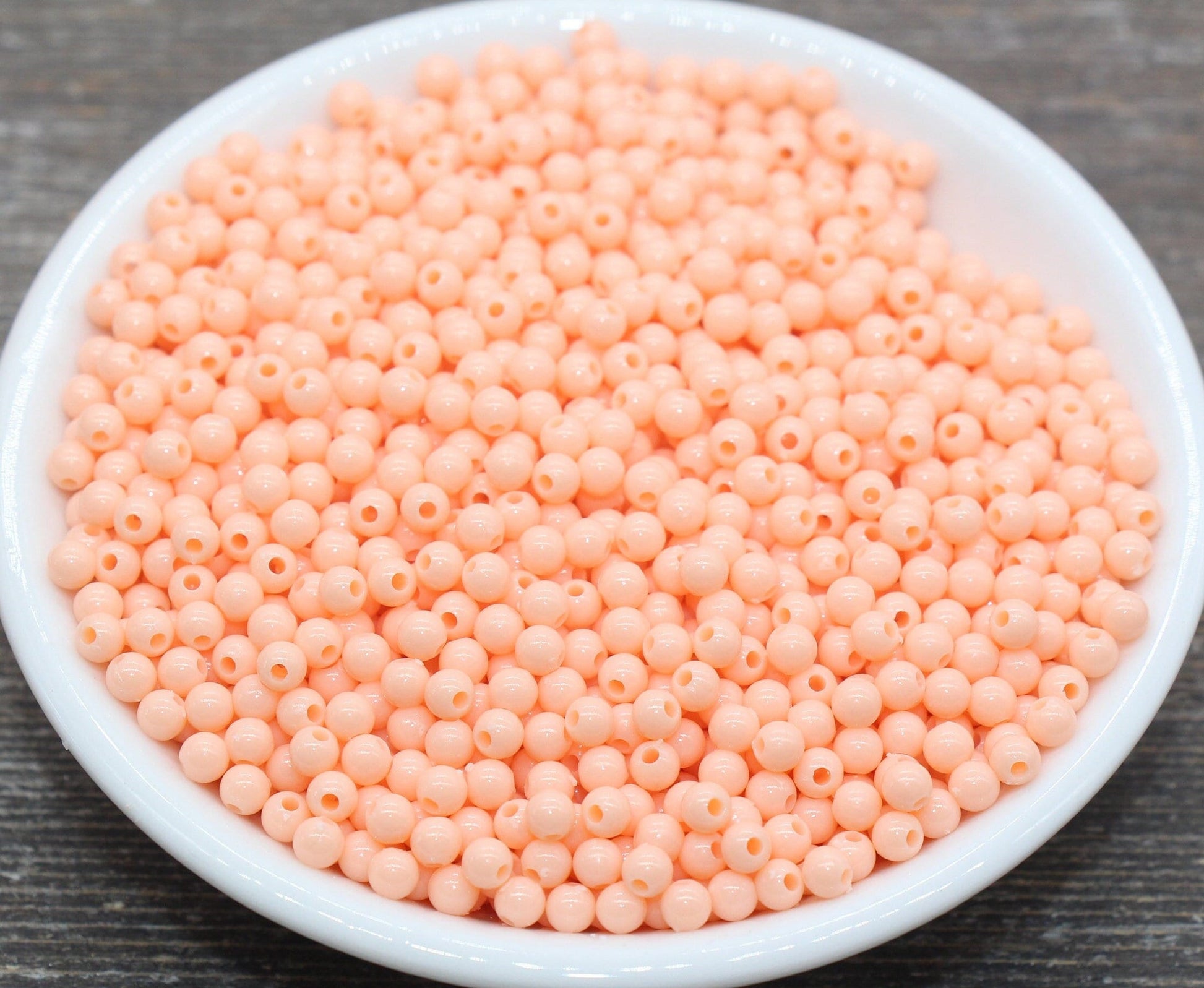 4mm Peach Round Beads, Acrylic Gumball Beads, Round Spacer Beads, Bubblegum Beads, Plastic Round Smooth Bead #840