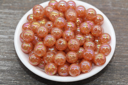 12mm Jelly AB with Glitter Gumball Beads, Iridescent Acrylic Loose Beads, Bubblegum Beads, Sparkle Glossy Chunky Round Beads #2528