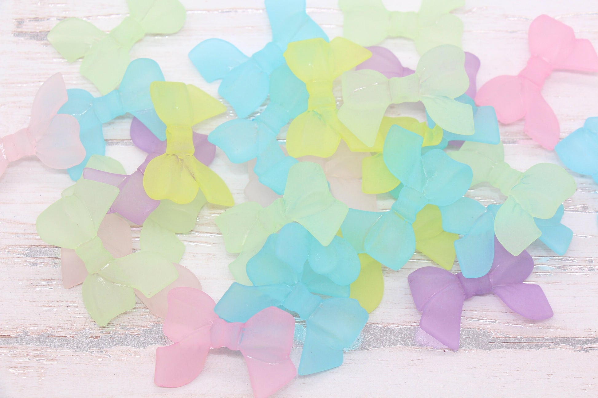 Frosted Bow Beads, Matte Mix Bow Beads, Large Bow Beads, Vertical Hole Bow Beads, Jewelry Beads #2640