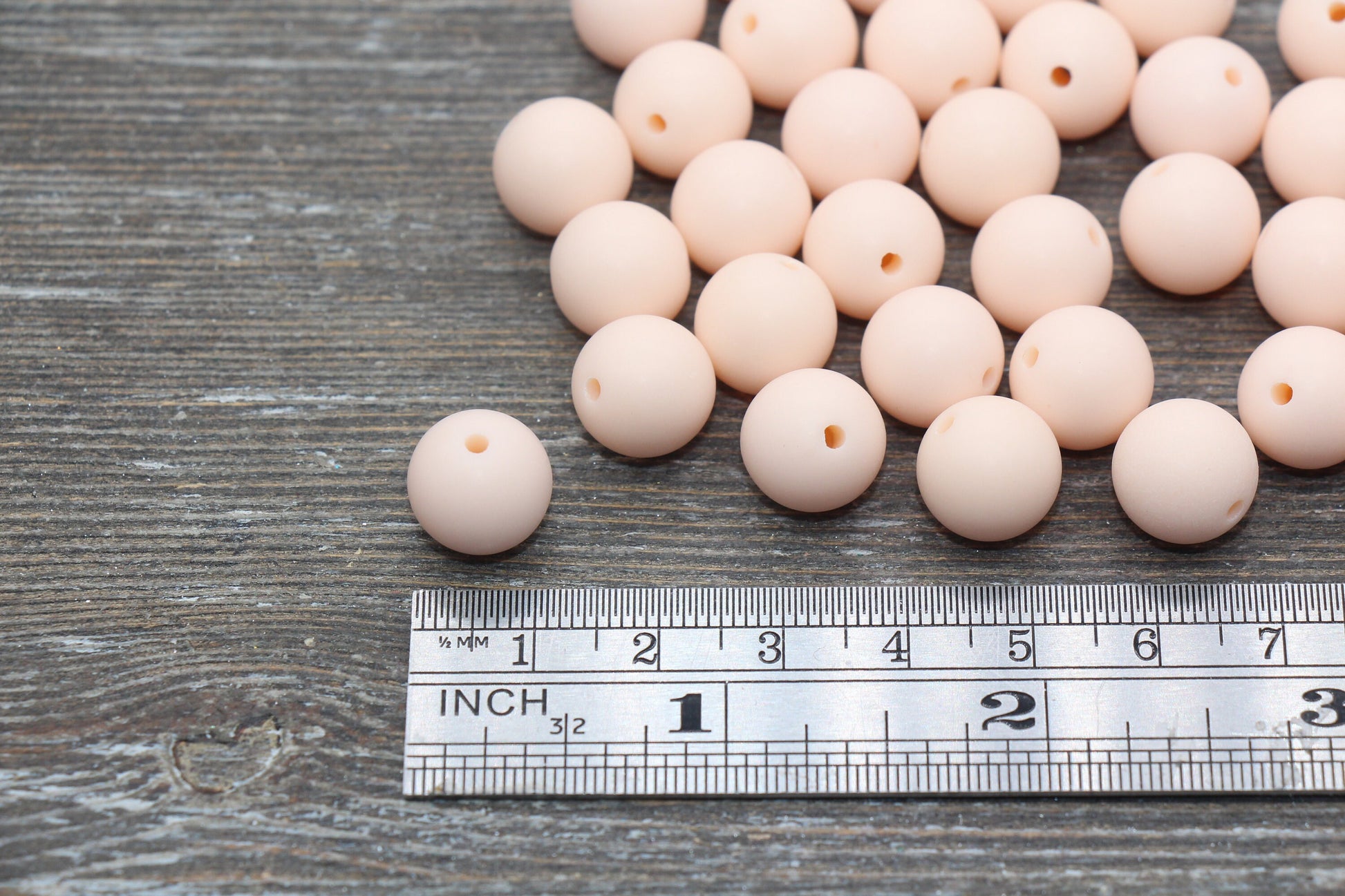 12mm Matte Light Peach Round Beads, Frosted Acrylic Round Gumball Beads, Bubblegum Beads, Chunky Beads, Plastic Round Bead #2561