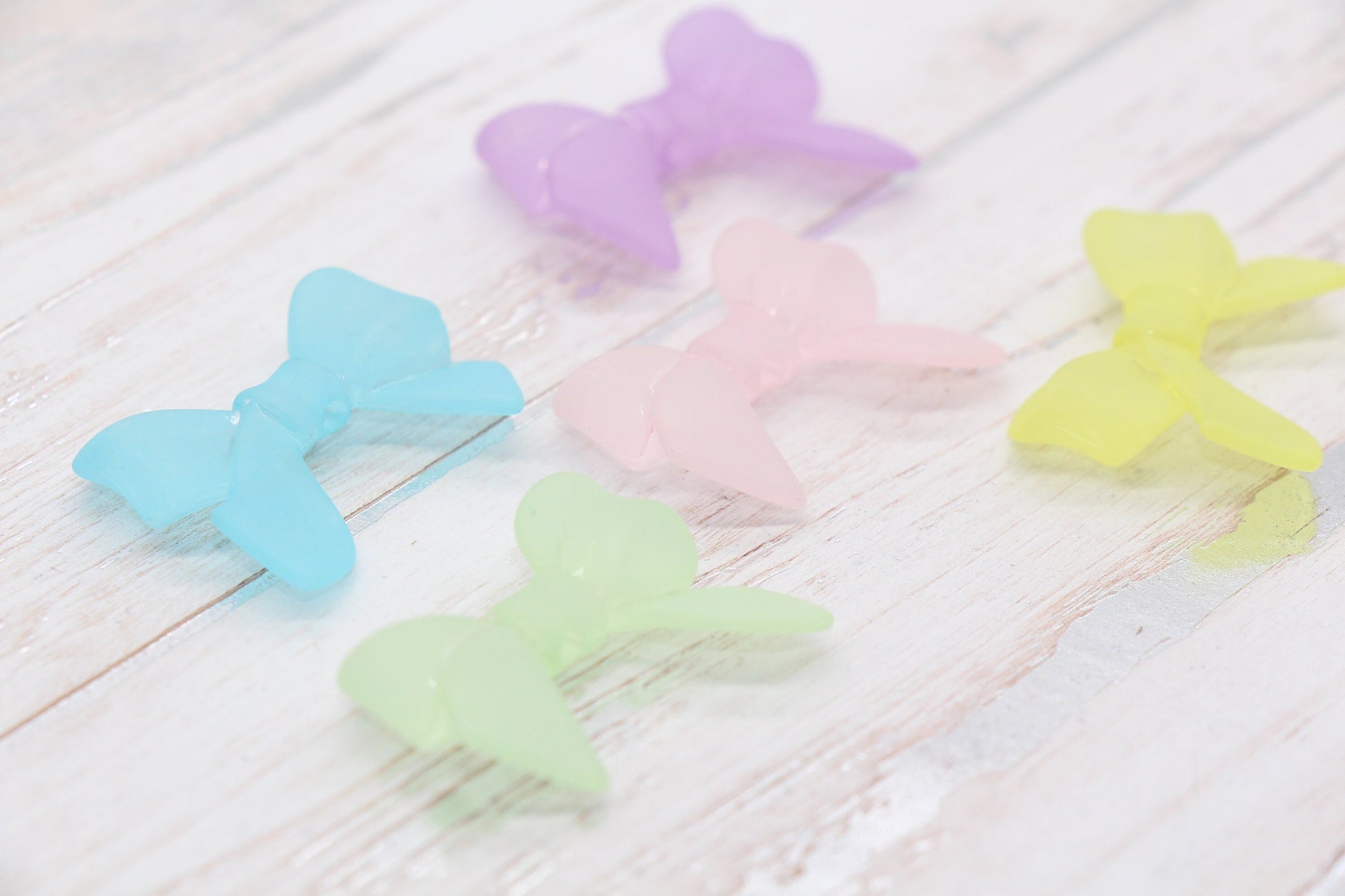 Frosted Bow Beads, Matte Mix Bow Beads, Large Bow Beads, Vertical Hole Bow Beads, Jewelry Beads #2640