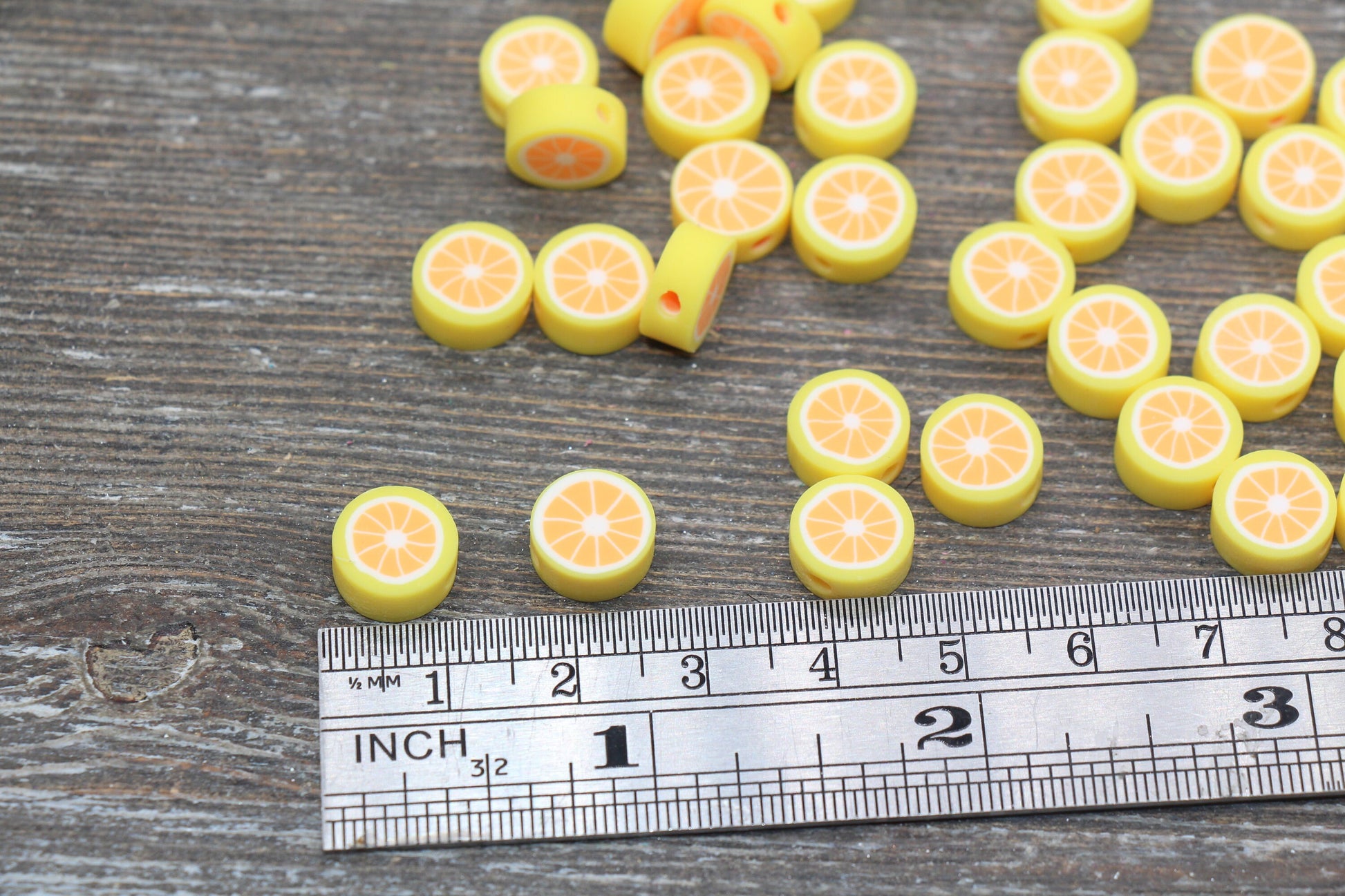 Citrus Fruit Beads, Round Citrus Clay Beads, Orange Clay Beads, Bracelet Jewelry Beads #194