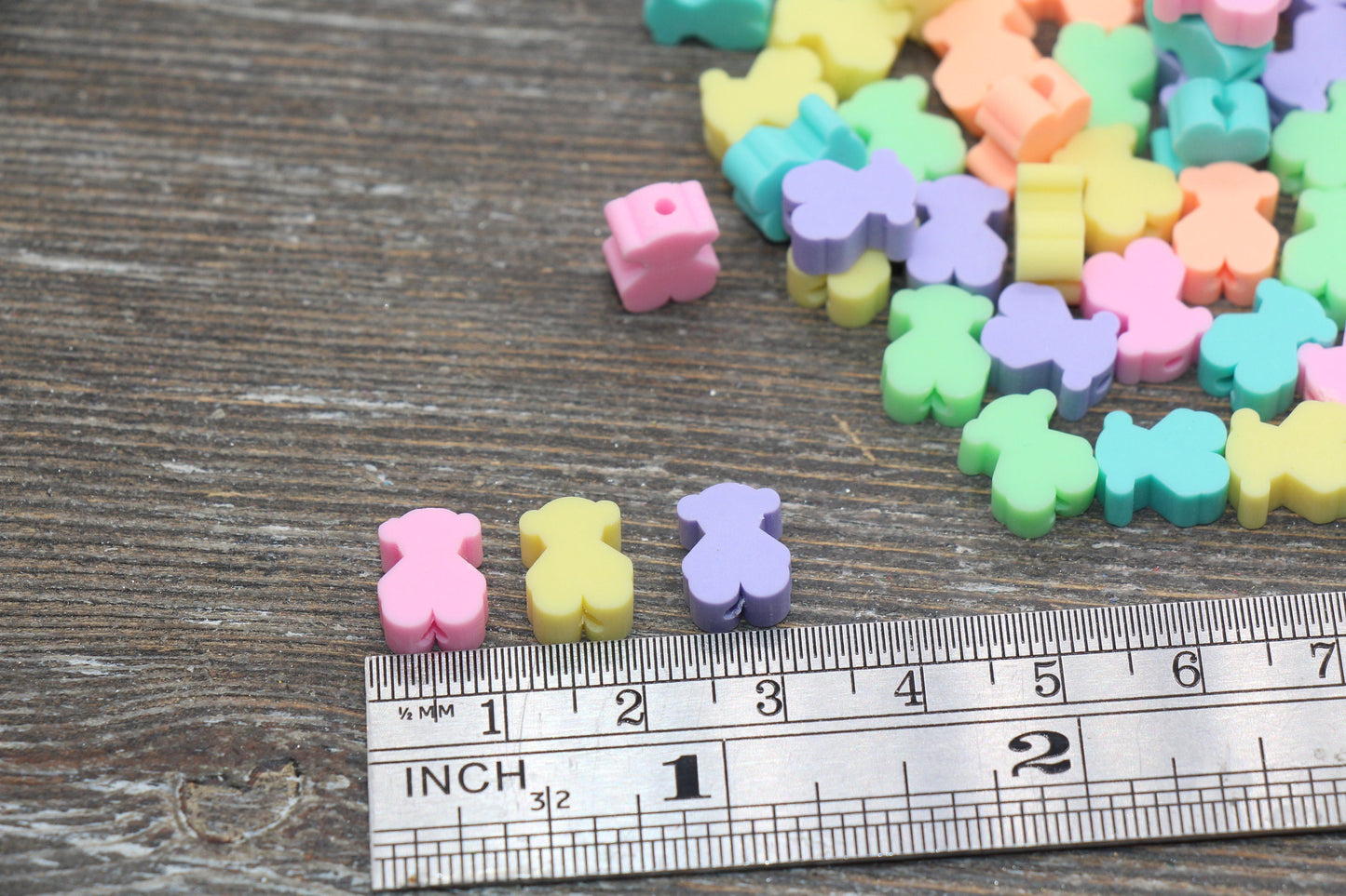 Multicolor Teddy Bear Polymer Clay Beads, Kawaii Bear Clay Beads, Assort Color Clay Beads, Jewelry Beads #219