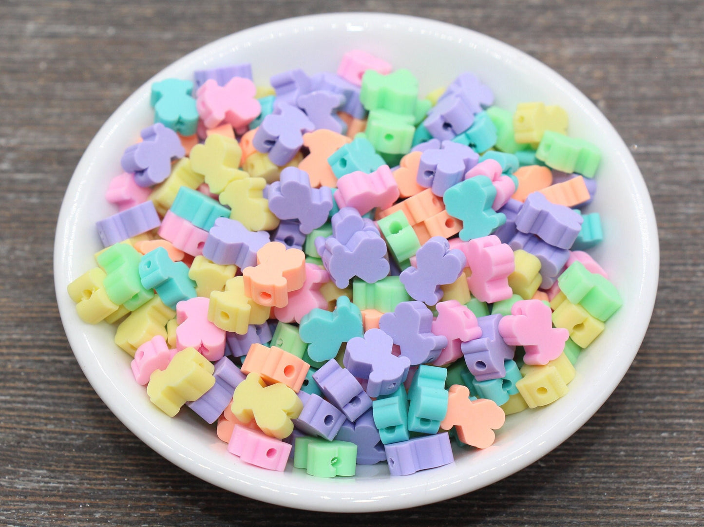 Multicolor Teddy Bear Polymer Clay Beads, Kawaii Bear Clay Beads, Assort Color Clay Beads, Jewelry Beads #219