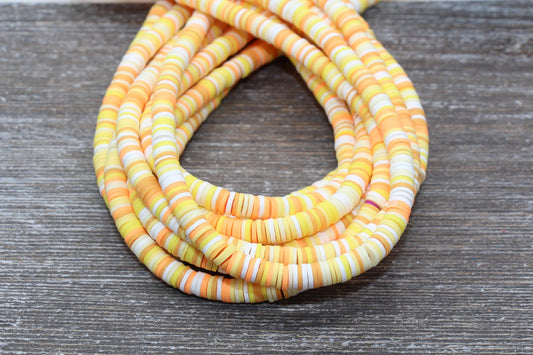 6mm Multicolored Polymer Clay Disc Beads, Mixed Color Heishi Beads, African Disc Beads, Vinyl Heishi, 16 inch Strand #433