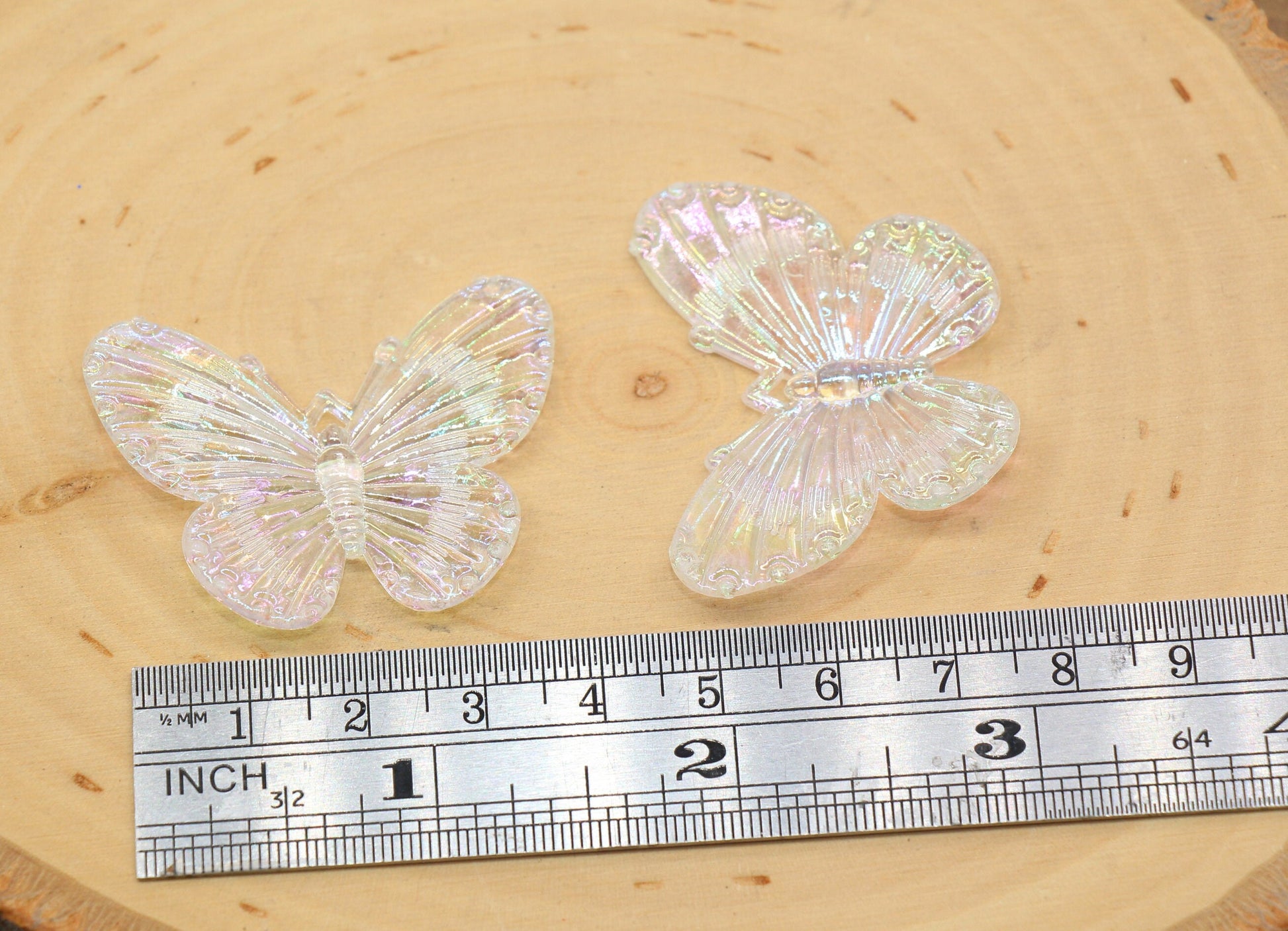 Clear White Large Butterfly Pendants, Iridescent Butterfly Pendants, AB Transparent Acrylic Butterfly, Jewelry Making #2649