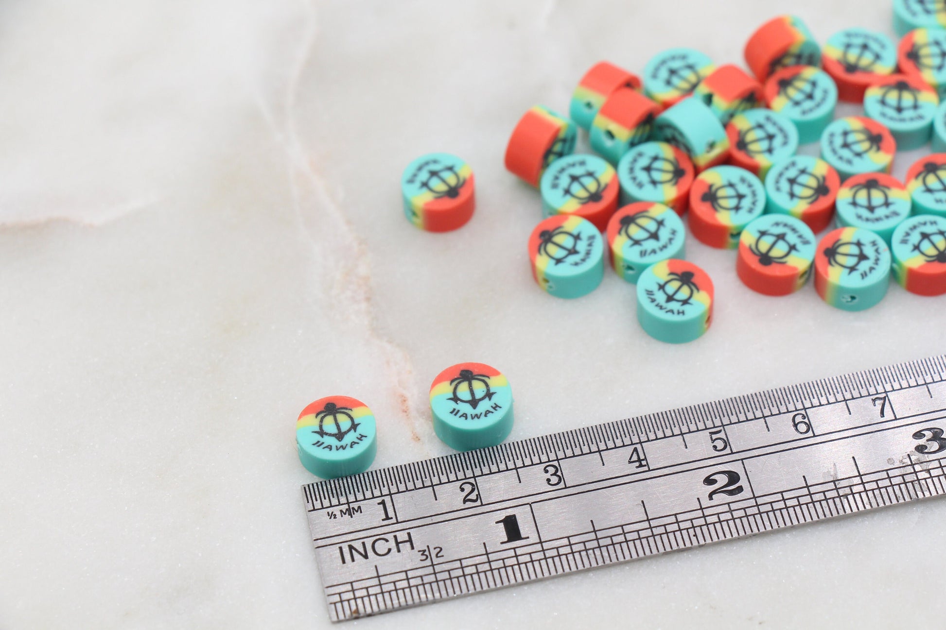 Hawaii Polymer Clay Beads, Sea Turtle Clay Beads, Jewelry Beading Supplies #255