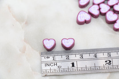 Heart Polymer Clay Beads, Heart Cane Beads, Heart Love Clay Beads, Heart Clay Beads, Jewelry Beads #293