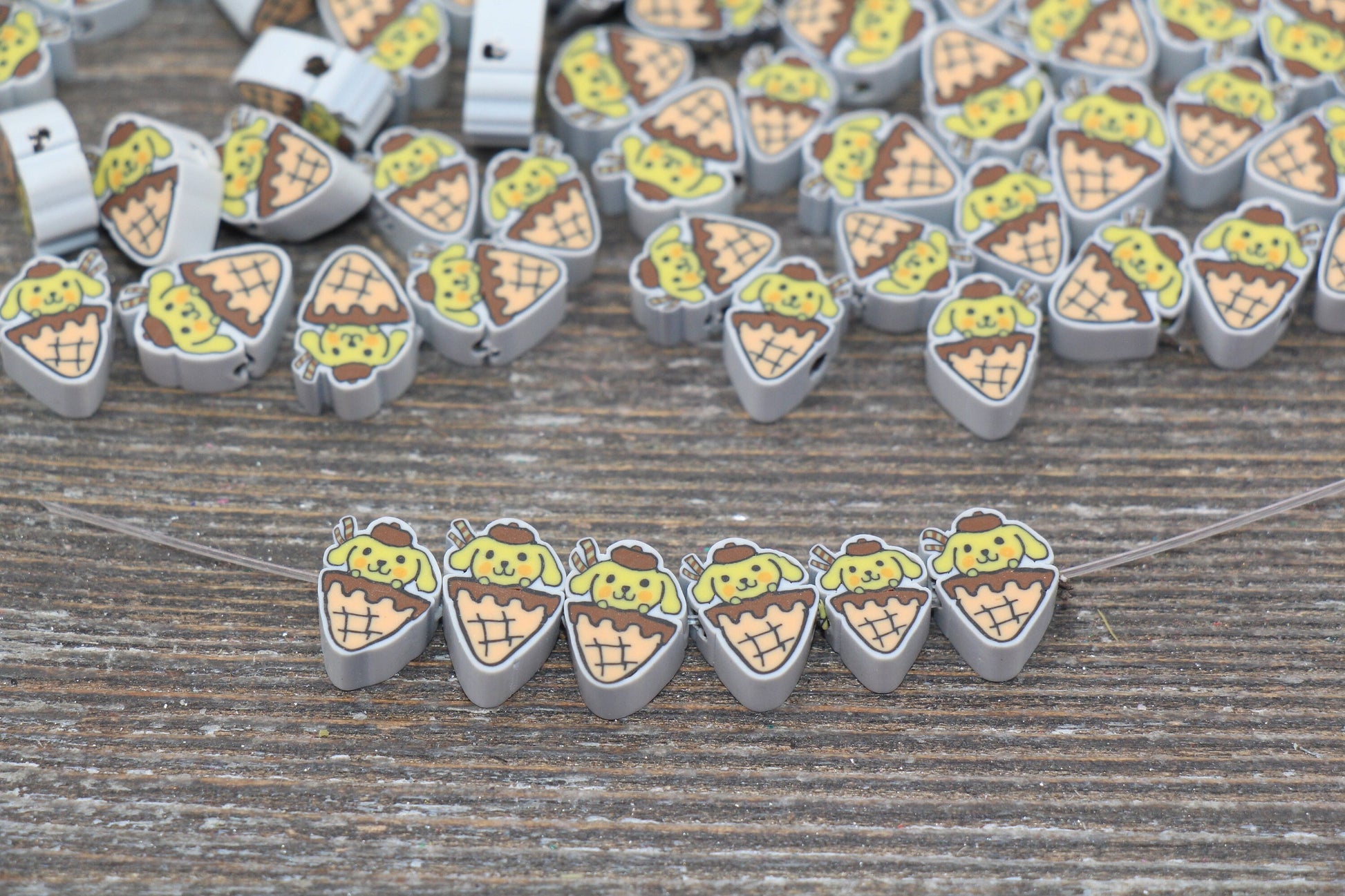 Kawaii Ice Cream Cone Clay Beads, Sweet Food Polymer Clay Beads, Fimo Cane Beads, Jewelry Beads, Beads for Bracelet #203