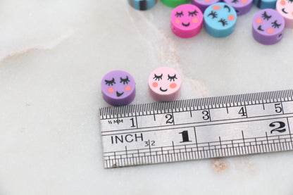 Shy Emoji Face Polymer Clay Beads, Emoji Fimo Cane Beads, Multicolor Clay Beads, Bead for Bracelet #269
