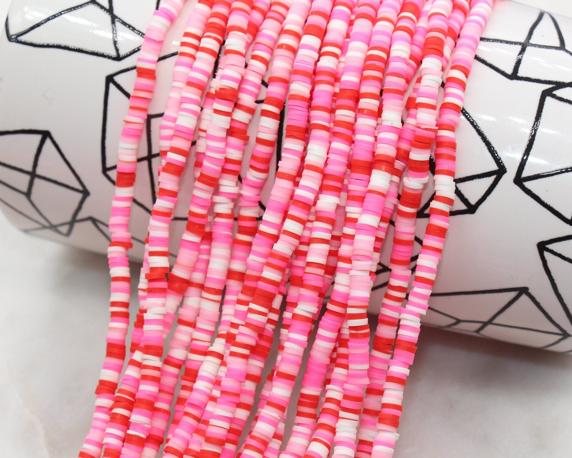 4mm Multicolored Heishi Beads, Multicolored Polymer Clay Disc Beads, Rainbow African Disc Beads, Vinyl Heishi, 16 inch Strand #161