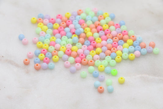 4mm Round Beads, Acrylic Gumball Beads, Mixed Round Spacer Beads, Bubblegum Beads, Multicolored Spacer Beads, Plastic Round Smooth Bead #232