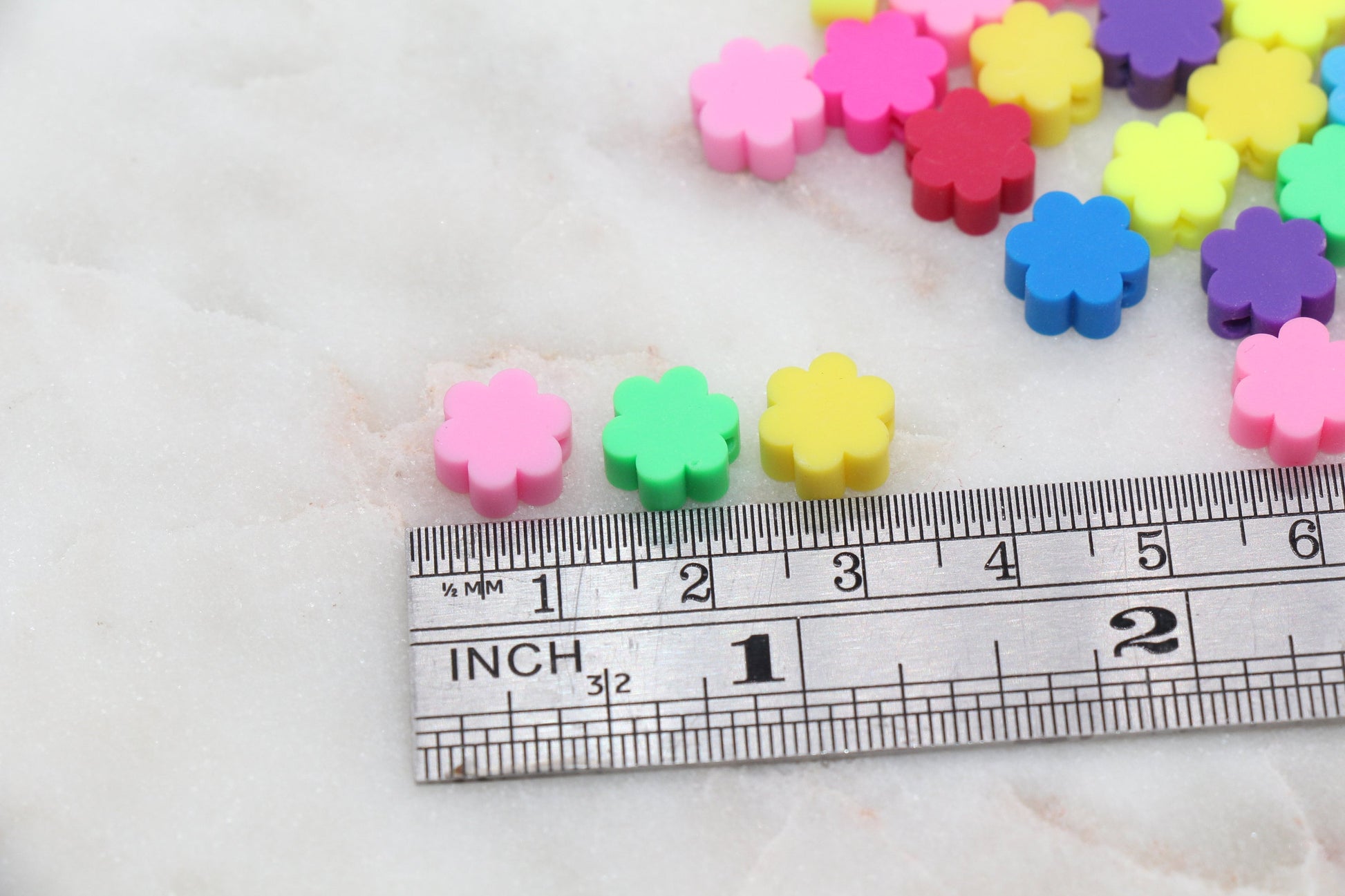 Flower Polymer Clay Beads, Flower Cane Beads, Assorted Flower Beads, Rainbow Flower Slice Beads, Beads for Bracelet #24