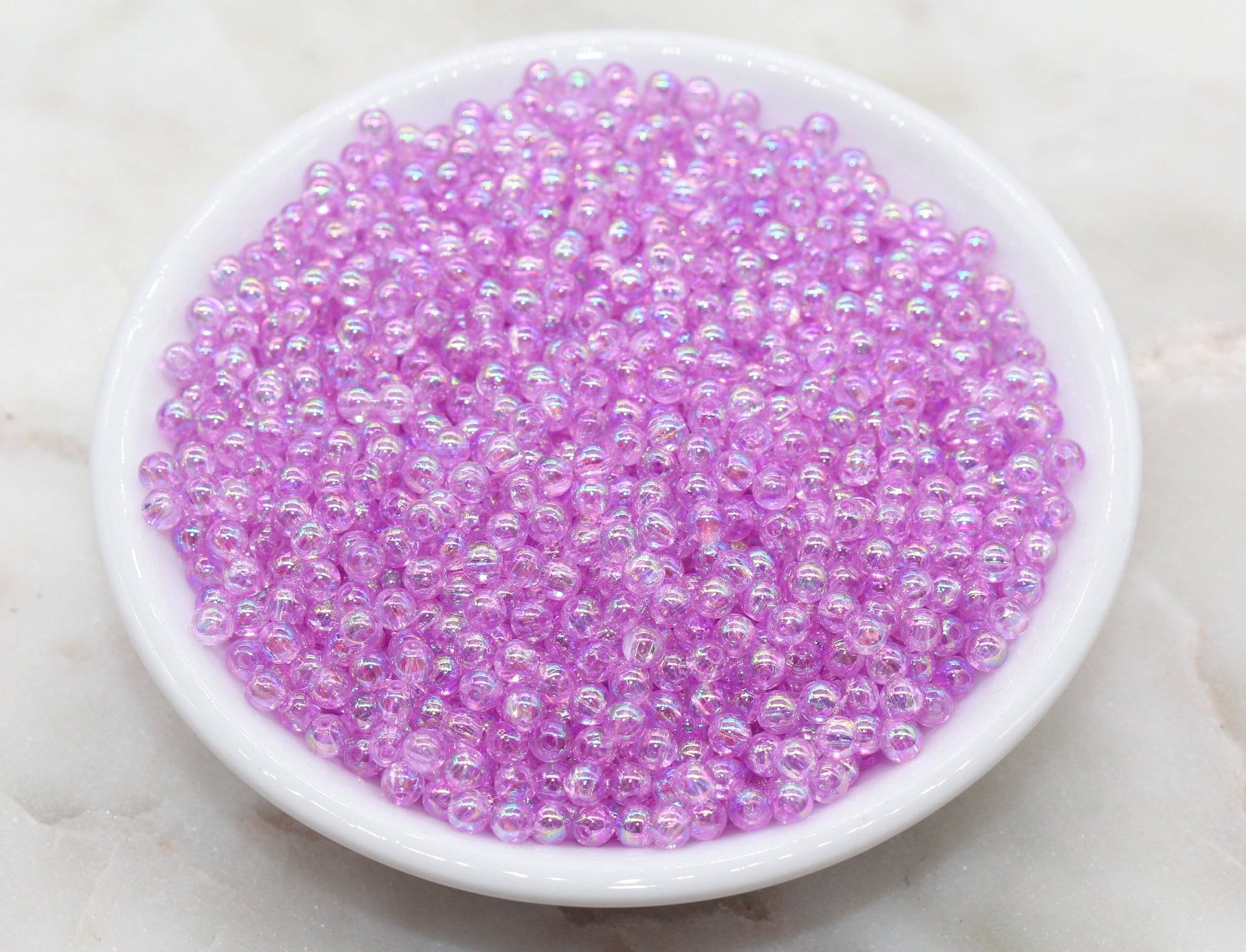 4mm Lavender AB Round Beads, Iridescent Acrylic Gumball Beads, Transparent Round Spacer Beads, Bubblegum Beads, Plastic Round Bead #1272