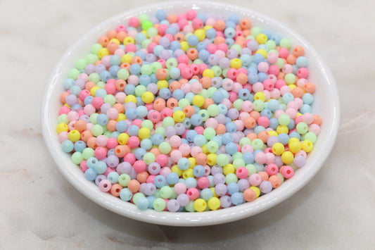 4mm Round Beads, Acrylic Gumball Beads, Mixed Round Spacer Beads, Bubblegum Beads, Multicolored Spacer Beads, Plastic Round Smooth Bead #232