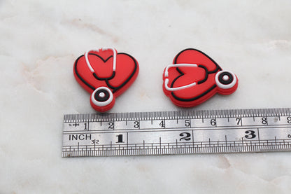 Stethoscope Silicone Beads, Medical Themed Silicone Beads, Heart Stethoscope Silicone Beads, Doctor, Nurse Beads, Silicone Loose Beads #306