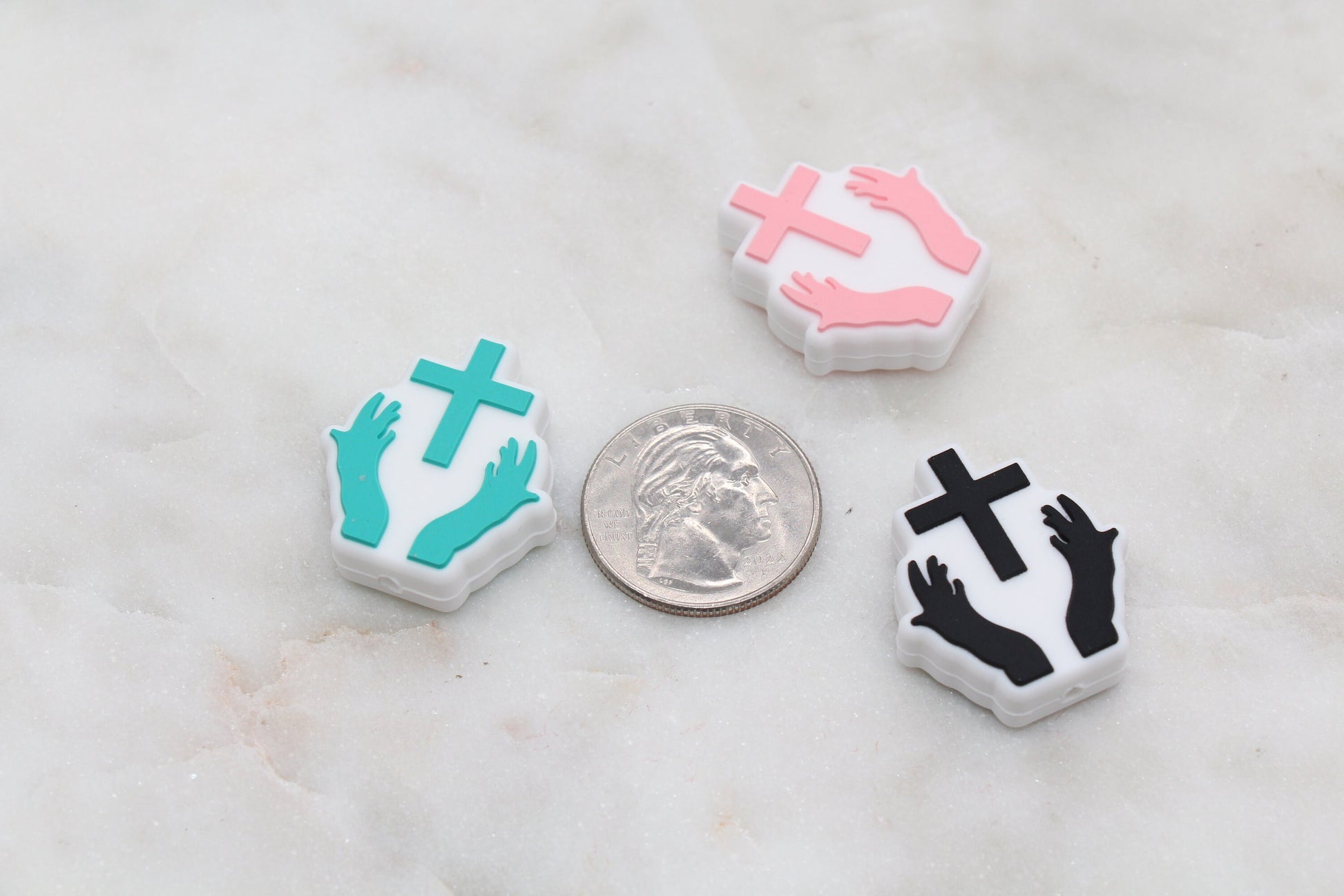 Cross Silicone Beads, Pray Silicone Beads, Cross Religious Chunky Beads, Silicone Loose Beads #310