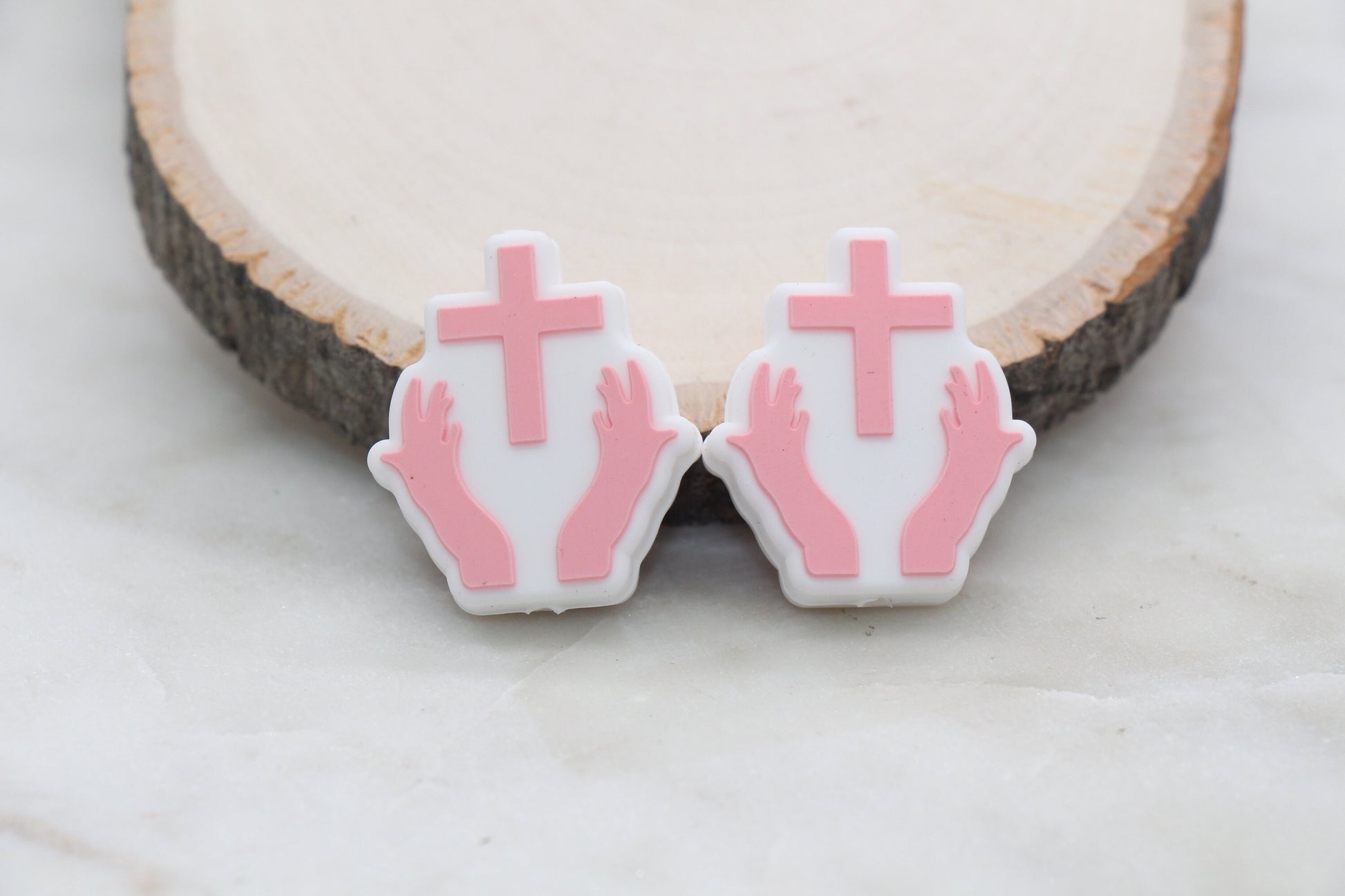 Cross Silicone Beads, Pray Silicone Beads, Cross Religious Chunky Beads, Silicone Loose Beads #310