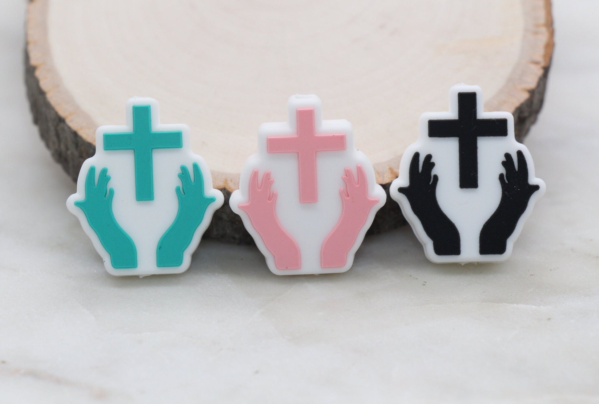 Cross Silicone Beads, Pray Silicone Beads, Cross Religious Chunky Beads, Silicone Loose Beads #310